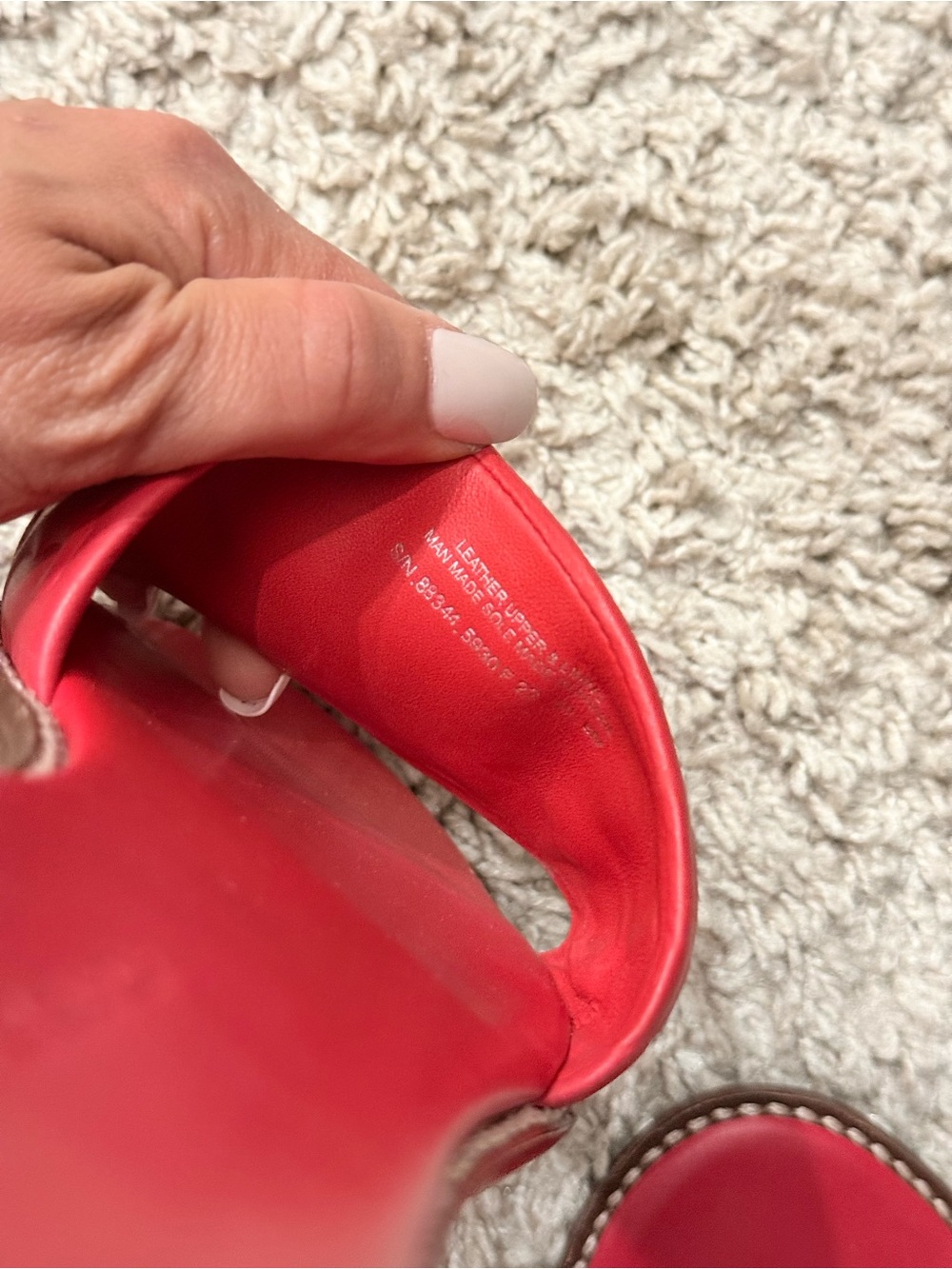 Tory Burch Red Leather Logo Slide Sandals - Picture 3 of 4